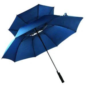 Semi-Automatic Promotion Fiberglass Straight Umbrella Large Polyester Business Windproof Double Layer Classic Design