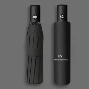 Semi Automatic UV Protection Triple Fold Umbrella with 8 Ribs and 95cm Open Diameter