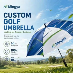 Semi-Automatic Windproof 60mph Sports Custom Logo Print Straight Golf Umbrella
