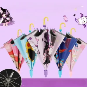 Semi automatic Cartoon Pongee Children’s Umbrella with All in 1 Function for School Commuting