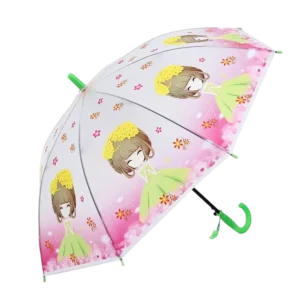 Semi-automatic Student Kids Cartoon Rain Umbrella EVA Windproof QY210042