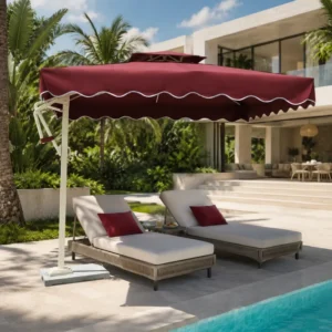 Side Patio Umbrella with Durable Fabric Weather Resistant Outdoor Parasol for Hotel and Swimming Pool