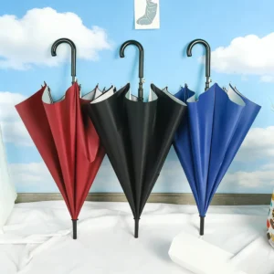 Silver-Coated Semi-Automatic Sun Protection Parasol Umbrella with Straight or Curved Handle