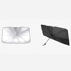 Silver-Coated Three-Folding Car Sunshade Umbrella with UV and Heat Protection