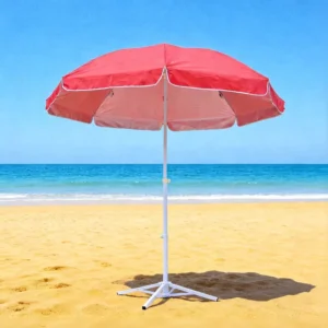 Silver Coating Windproof Anti-UV 1.3m Solid Color Outdoor Parasol Adjustable Iron Pole Beach Yard Sun Umbrella
