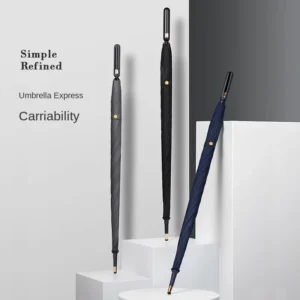 Simple Design 8K Double Vinyl Straight Business Umbrella with Long Handle for Travel and Sunshade Advertising