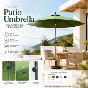 Single Pole Aluminum Structure UV Fabric Outdoor Patio Umbrella Without Base
