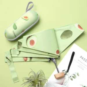 Small 5 Fold Gold Handle Fruit Mini Capsule Umbrella