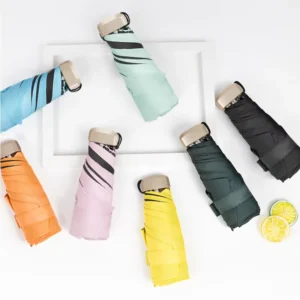 Small Aluminum Frame 5 Fold Mini Umbrella UV Protection Lightweight Compact Pocket Travel Custom logo Promotional