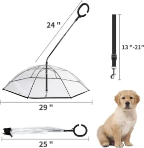 Small Dog Umbrella with Adjustable Leash, Self-Assembly, Weather-Resistant