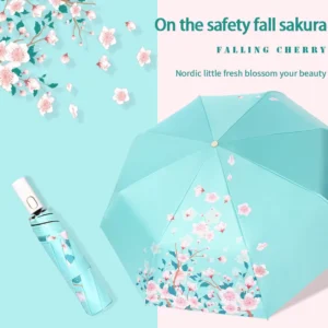 Small Fresh Folding Plastic Umbrella Anti Ultraviolet Three Fold Full Automatic Sun Rain Umbrella
