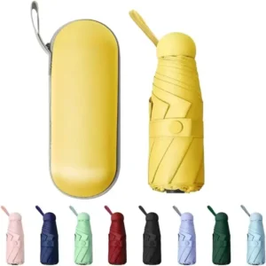 Small Umbrella Hard Case Zipper 5 Fold Mini Sun Waterproof UV Protection Ladies Travel Gifts Bulk China OEM Factory