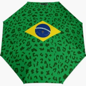 Soft Sun-Shading Effect Brazil National Feature Flag Themed Element Painted Fully Automatic Folding Umbrella