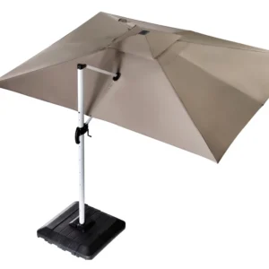 Solar LED Cantilever Patio Umbrella 360 Rotation Square Offset for Courtyard