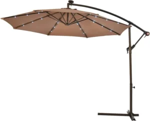 Solar LED Cantilever Patio Umbrella Large Banana Offset Design