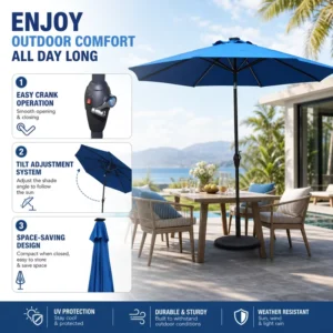Solar LED Side Pole Parasol Manual Tilt Aluminum Cantilever For Outdoor Restaurants Patios Resort Pool Event