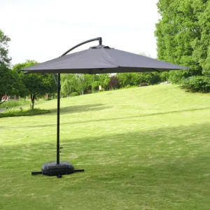 Solar-Powered Folding Banana Garden Umbrella Outdoor Patio Umbrella Polyester Courtyard Base