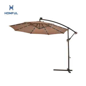 Solar-Powered LED Cantilever Garden Umbrella