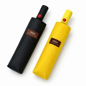 Solid Color Large Automatic Sun and Rain Umbrella, Windproof, Durable, Black Coated, UV Protection