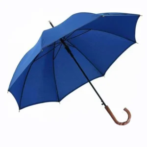 Solid Color Rainproof J Shape Wooden Handle Carbon Fiber Automatic Straight Umbrella