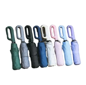 Solid Color Windproof Three-Folding Girl Umbrella Big Ring Buckle 10 Ribs Business Umbrella