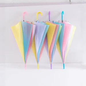 Solid Rainbow Folding Parasol Umbrellas Environment Protection Manual Control Straight Umbrella