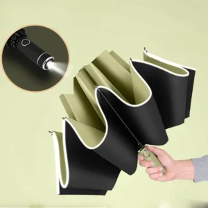 Sombrilla Compact Umbrella With Logo and Automatic Umbrella Folded With 180 Rotating LED Flashlight for the Rain