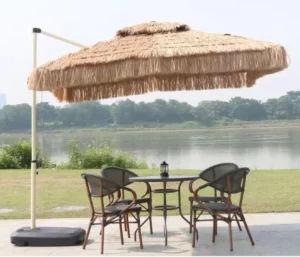 Source Factory Artificial Thatch Hawaiian Pavilion Aluminum Foldable Bar Hut Umbrella Roof for Beach Restaurant Patio Garden