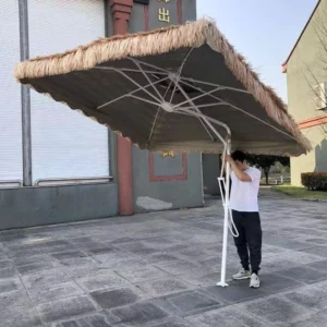 Source Factory Cantilever Umbrella Aluminum Pole Marble Pedestal Manual Tilt Foldable Hotel Park Pavilion Patio