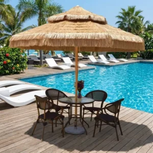 Source Factory Commercial Foldable Umbrella Waterproof UV Resistant Lightweight Aluminum Pole Marble Base Pool Park Dining Hotel