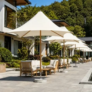 Source Factory Custom Size Heavy Duty Waterproof Aluminum Umbrella Modern for Hotel Park Cafe Garden Patio Outdoor