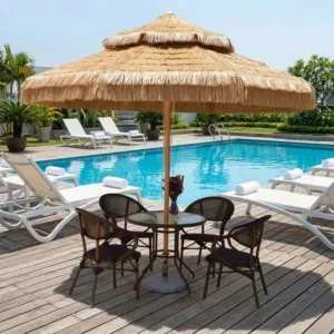Source Factory Lightweight Cantilever Umbrella Foldable Stone Base Large Outdoor Pool Patio Shade for Park Pavilion Garden Area