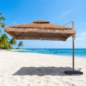 Source Factory Natural Color Thatch Pavilion Umbrella Hawaiian Tiki Style Beach Patio Garden Pool Backyard Hotel Park Bar