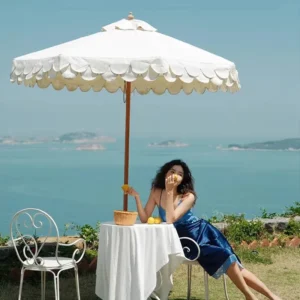 Source Factory Outdoor Umbrella with Double Wave Edge for Wedding Garden Patio Beach Shade