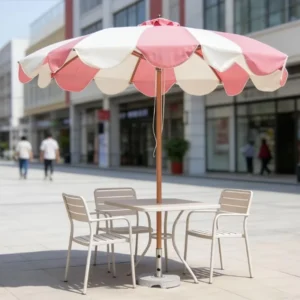 Source Factory Park Restaurant Luxury Aluminum Umbrella Striped Lightweight Foldable Single Top Curved Center Pole Outdoor Shade