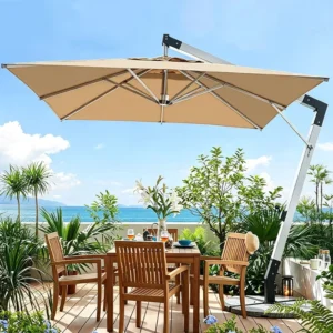 Source Factory Side Cantilever Patio Umbrella Waterproof Sun Shade Canopy for Garden Beach Pool Outdoor Lounge Area