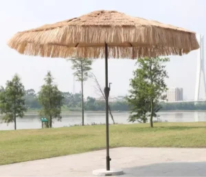 Source Factory Synthetic Thatch Umbrella, Round Milan Style, Rust Proof Aluminum Frame, Square or Round Shade for Beach Cafe Use