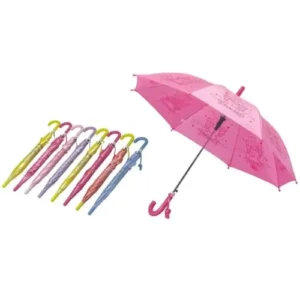 Specially Design Children J Handle Colorful Umbrella Safety Open Custom Printing Animal Rain Umbrella for Kids