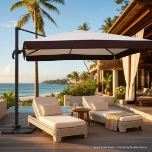 Square Aluminum Hanging Cantilever Umbrella for Outdoor Furniture, Garden, Pool, and Events