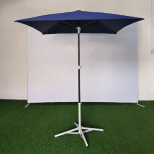 Square Blue Central-Pole Folding Umbrella