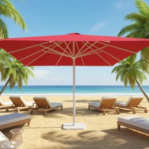 Square Foldable Waterproof Patio Umbrella with Wind-Resistant Aluminum Frame