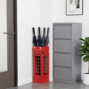 Square Metal Floor-Standing Umbrella Stand with Raindrop Cutout Design for Umbrellas and Walking Sticks