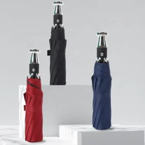 Stainless Steel Handle Windproof Large Automatic Three-Fold Rain Umbrella 10K