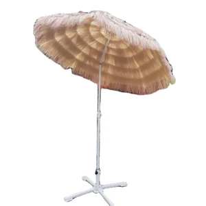 Stainless Steel Straw Roof Parasol, Brown, 85 cm Radius, 8 Ribs, Waterproof
