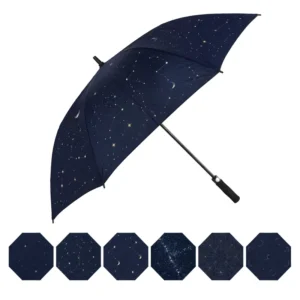 Starry Sky Print Custom Golf Umbrella with Fiberglass Skeleton for Women and Men