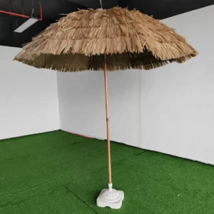 Steel Rib Strong Windproof Custom Double-Layer Waterproof Simulated Straw Outdoor Beach Umbrella