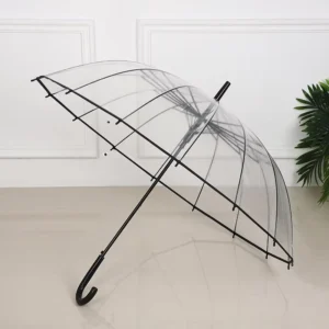 Straight 16-Rib Sturdy Transparent Bubble Umbrella for Weddings and Outdoor Events