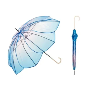 Straight 8 Ribs Curve Handle Lotus Flower Umbrellas Dreamy Gradient Clear Umbrellas for Party