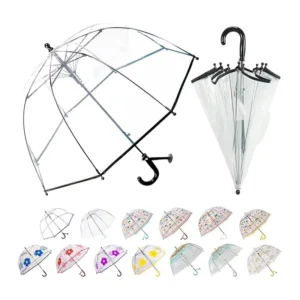 Straight Auto Open Transparent Clear PVC Adult Umbrella with Custom Logo