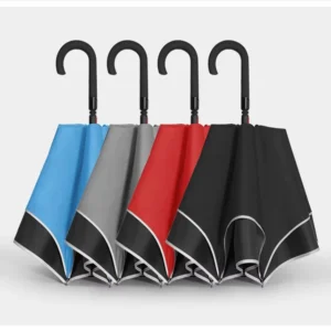Straight Inverted Auto Umbrella Double Layer C-Handle Folding Reverse Umbrella